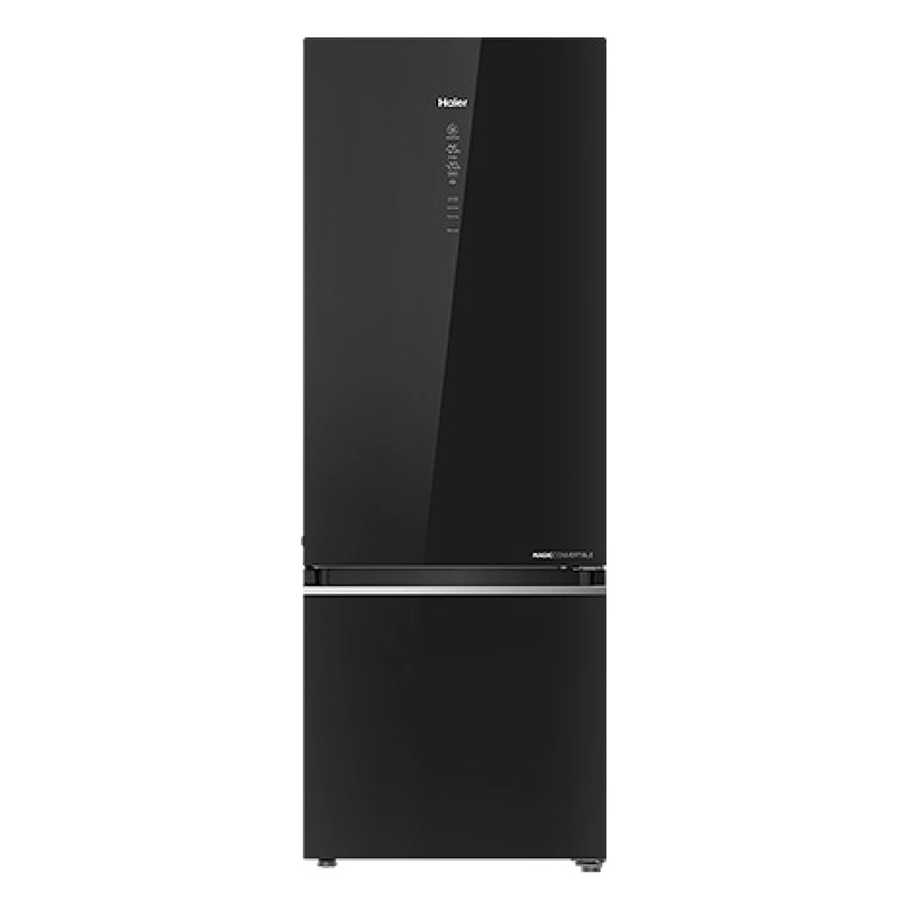 Haier 355L 2 Star Black Glass Bottom Mount Refrigerator